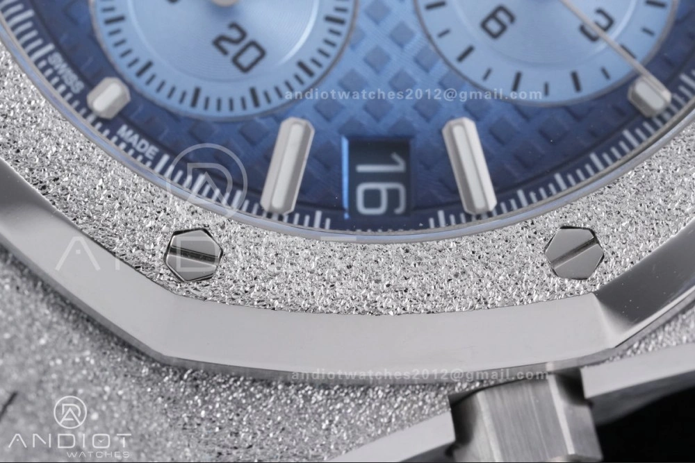 Royal Oak Chrono 26240 Frosted SS APSF 1:1 Best Edition Ice Blue Dial on Bracelet SA4401 Super Clone Unique 143