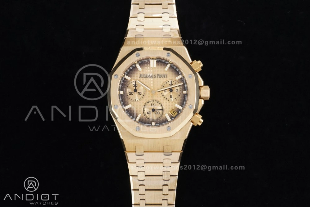 Comfortable Royal Oak Chrono 26240 Frosted YG APSF 1:1 Best Edition YG Faded Dial on Bracelet SA4401 Super Clone 147