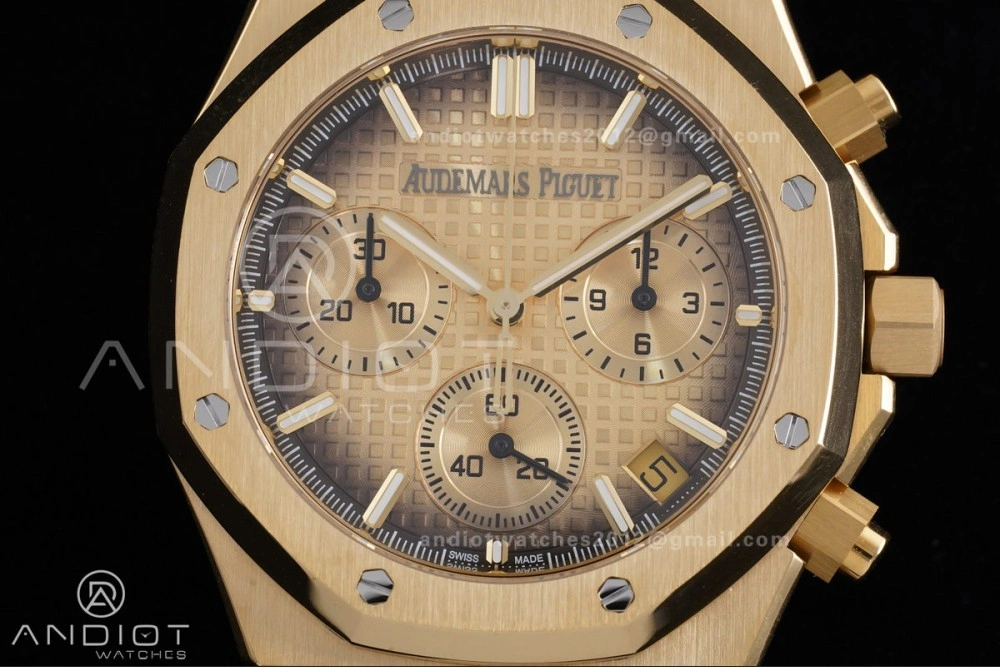 Comfortable Royal Oak Chrono 26240 Frosted YG APSF 1:1 Best Edition YG Faded Dial on Bracelet SA4401 Super Clone 147