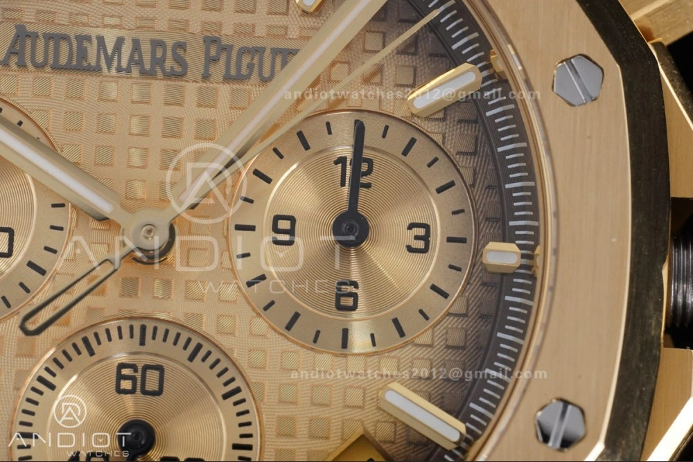 Comfortable Royal Oak Chrono 26240 Frosted YG APSF 1:1 Best Edition YG Faded Dial on Bracelet SA4401 Super Clone 147