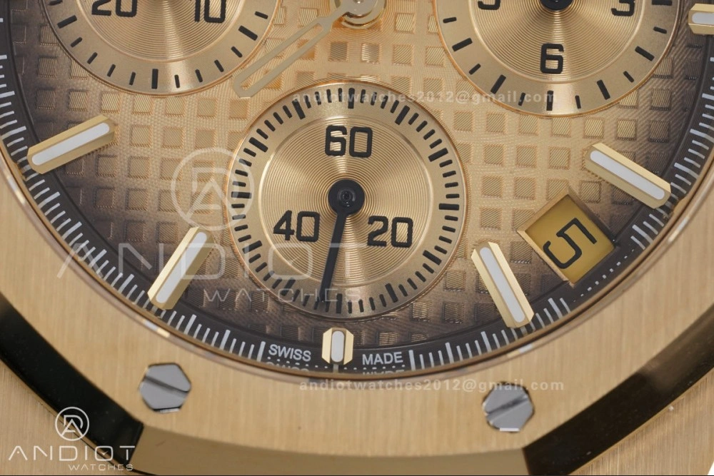 Comfortable Royal Oak Chrono 26240 Frosted YG APSF 1:1 Best Edition YG Faded Dial on Bracelet SA4401 Super Clone 147