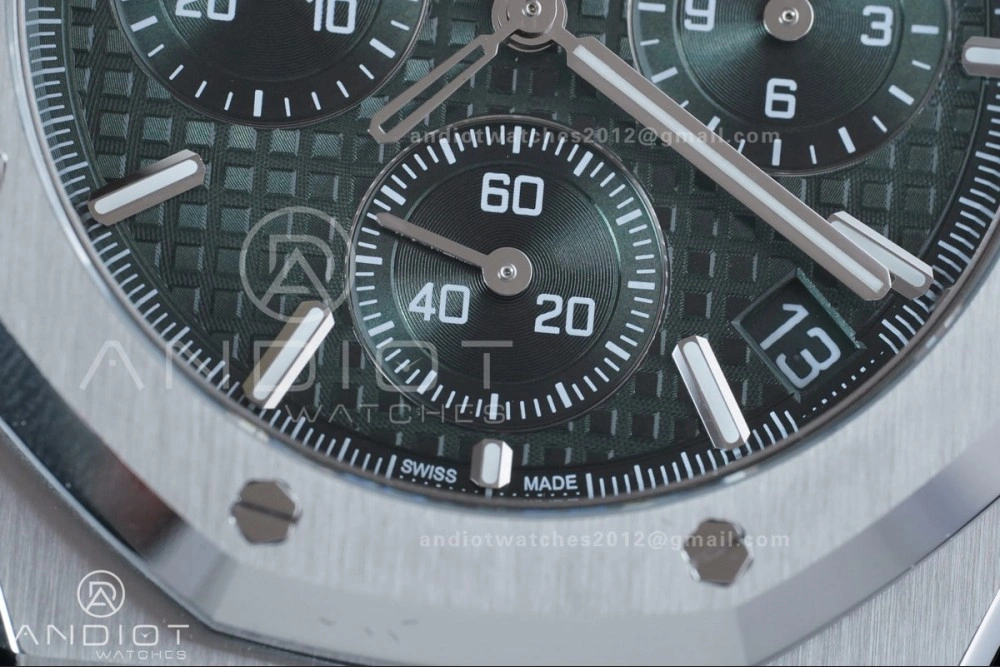 TimelessDesign Royal Oak Chrono 26240 SS APSF 1:1 Best Edition Green Dial on SS Bracelet SA4401 Super Clone 158
