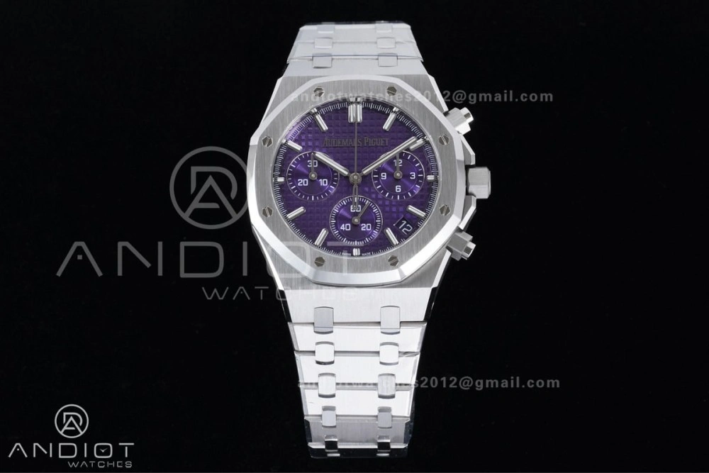 Premium Royal Oak Chrono 26240 SS APSF 1:1 Best Edition Purple Dial on SS Bracelet SA4401 Super Clone 148