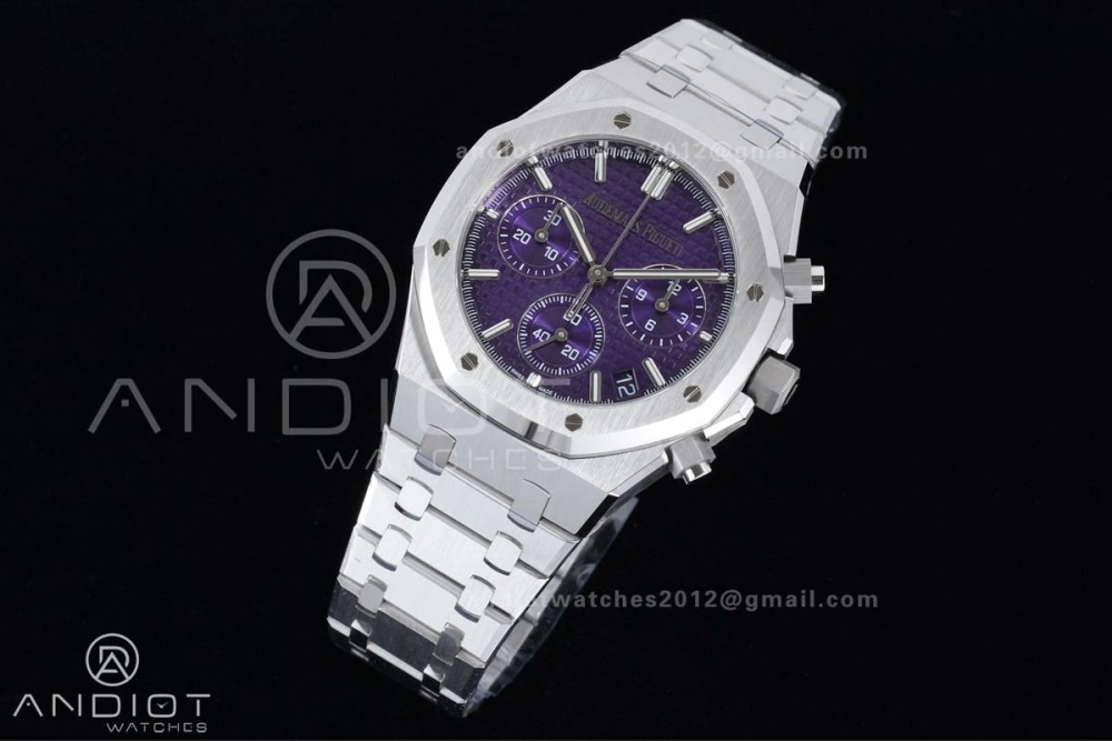 Premium Royal Oak Chrono 26240 SS APSF 1:1 Best Edition Purple Dial on SS Bracelet SA4401 Super Clone 148