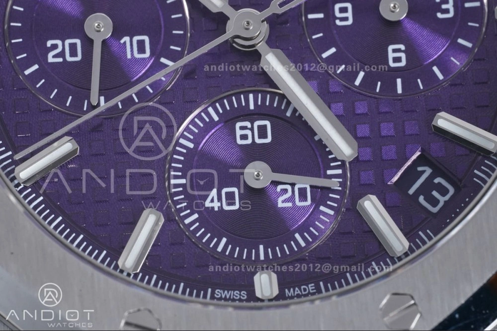 Premium Royal Oak Chrono 26240 SS APSF 1:1 Best Edition Purple Dial on SS Bracelet SA4401 Super Clone 148