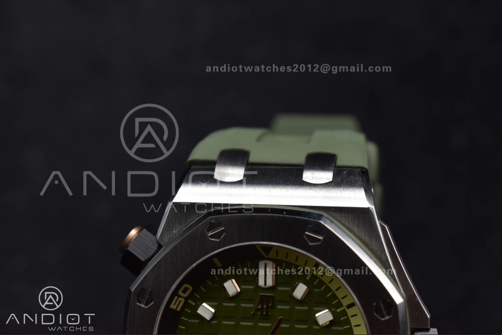 Royal Oak Offshore Diver 15720 SS APSF 1:1 Best Edition Green Dial on Green Rubber Strap A4308 Super Clone TimelessDesign 157