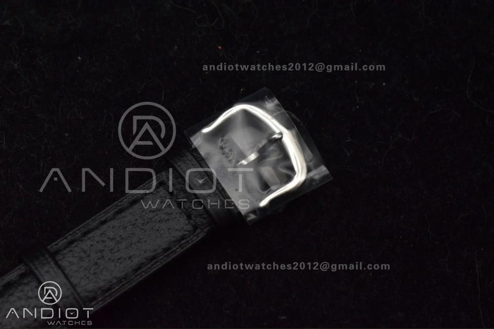 Stretchable Santos Dumont 27.5mm SS AF 1:1 Best Edition Silver Dial on Black Leather Strap A 244