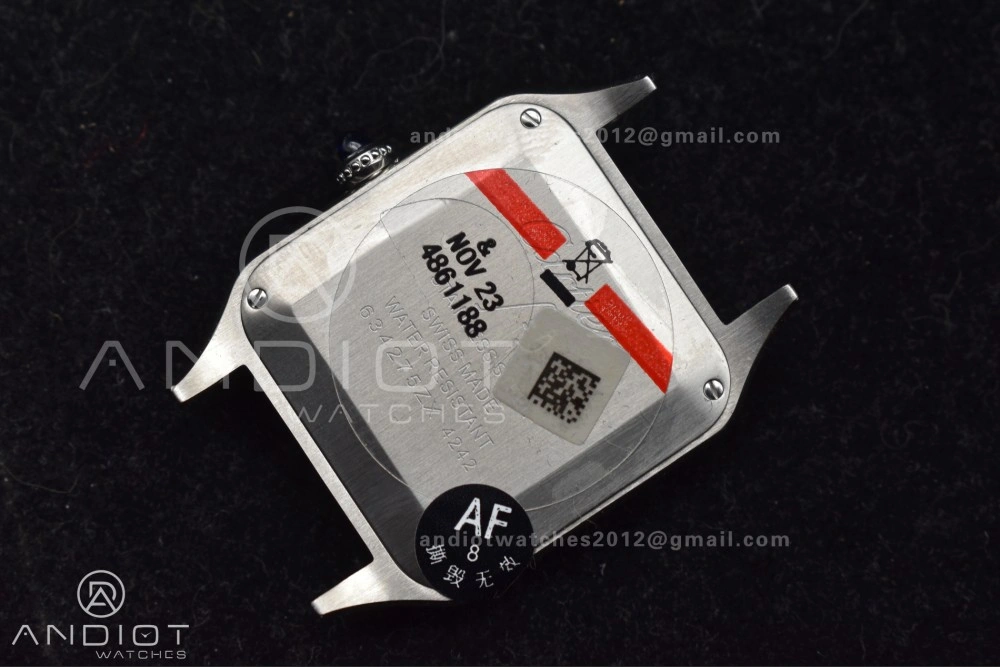 Stretchable Santos Dumont 27.5mm SS AF 1:1 Best Edition Silver Dial on Black Leather Strap A 244