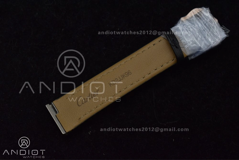 Santos Dumont 27.5mm SS RG AF 1:1 Best Edition Silver Dial on Black Leather Strap A Lightweight 250