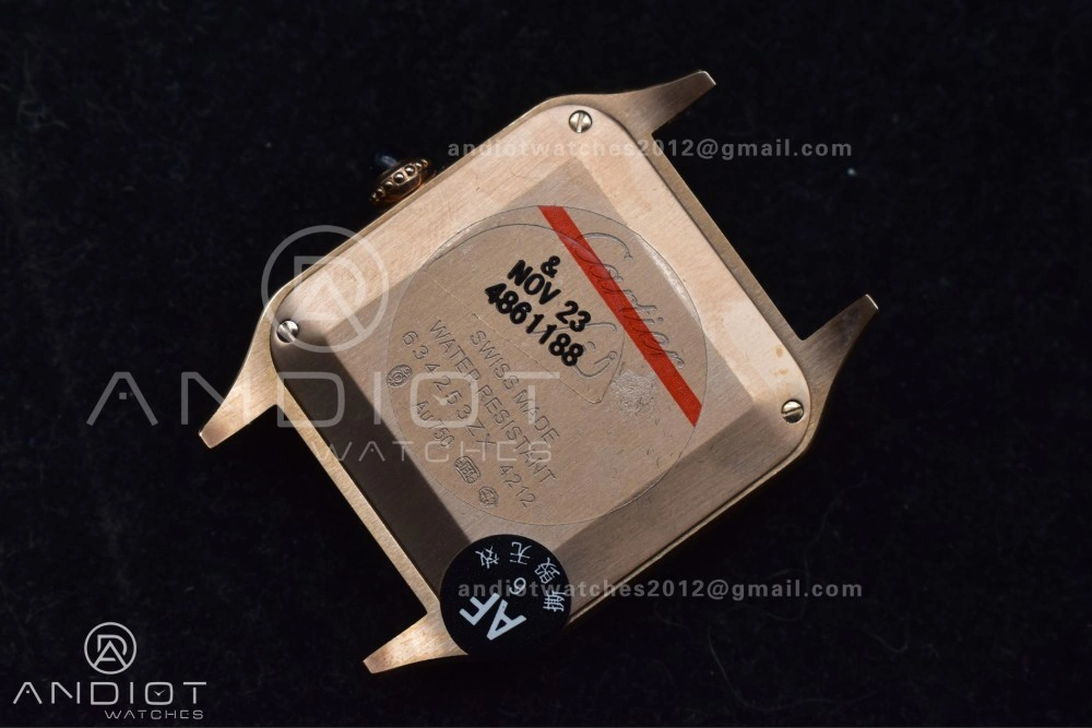 Santos Dumont 27.5mm SS RG AF 1:1 Best Edition Silver Dial on Black Leather Strap A Lightweight 250