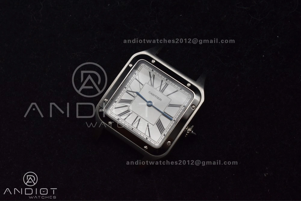ModernLook Santos Dumont 31.4mm SS AF 1:1 Best Edition Silver Dial on Black Leather Strap A 247