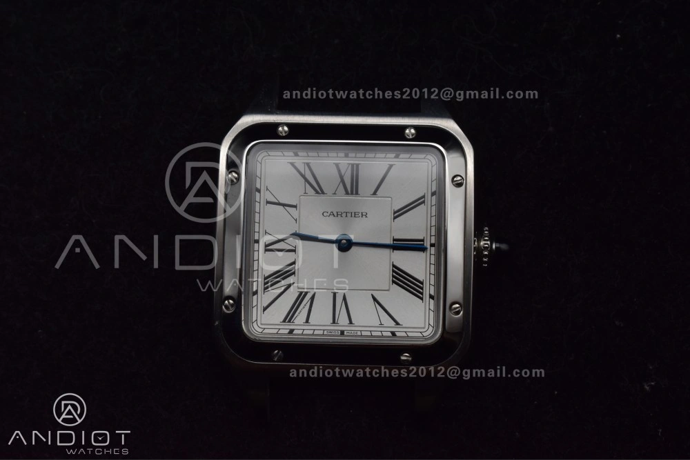 ModernLook Santos Dumont 31.4mm SS AF 1:1 Best Edition Silver Dial on Black Leather Strap A 247