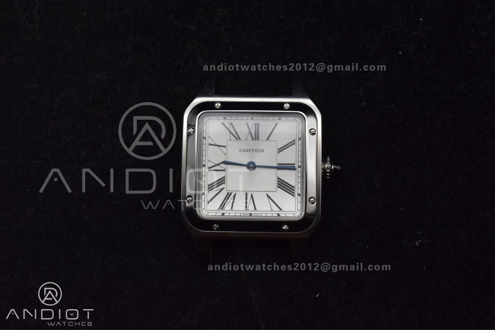 ModernLook Santos Dumont 31.4mm SS AF 1:1 Best Edition Silver Dial on Black Leather Strap A 247