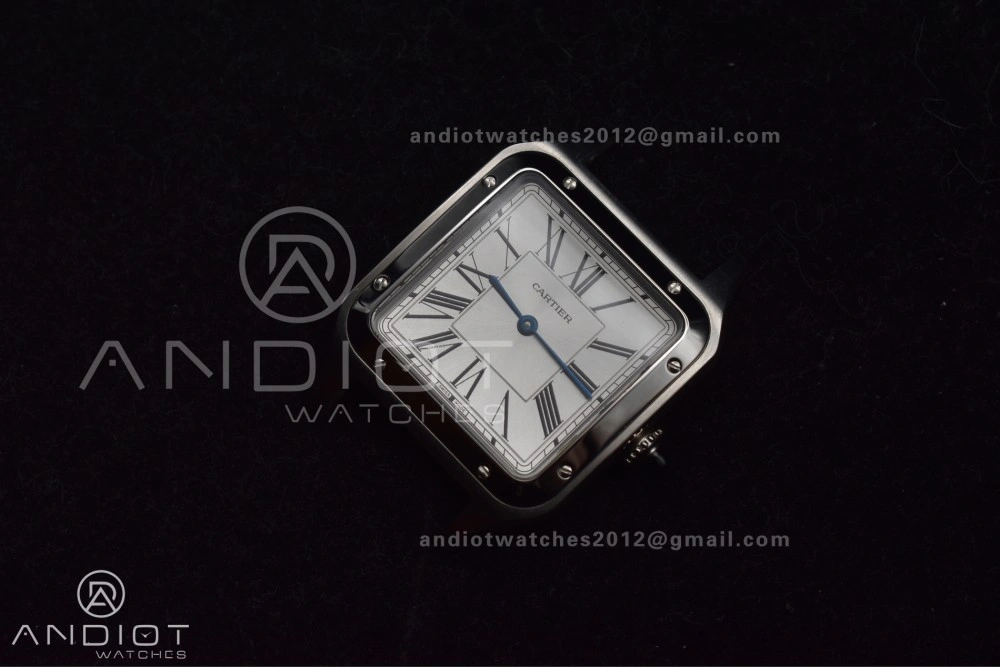 ModernLook Santos Dumont 31.4mm SS AF 1:1 Best Edition Silver Dial on Black Leather Strap A 247