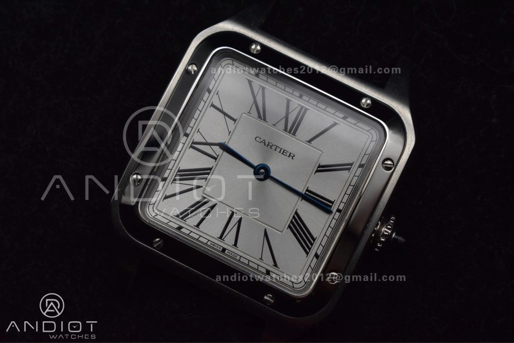ModernLook Santos Dumont 31.4mm SS AF 1:1 Best Edition Silver Dial on Black Leather Strap A 247
