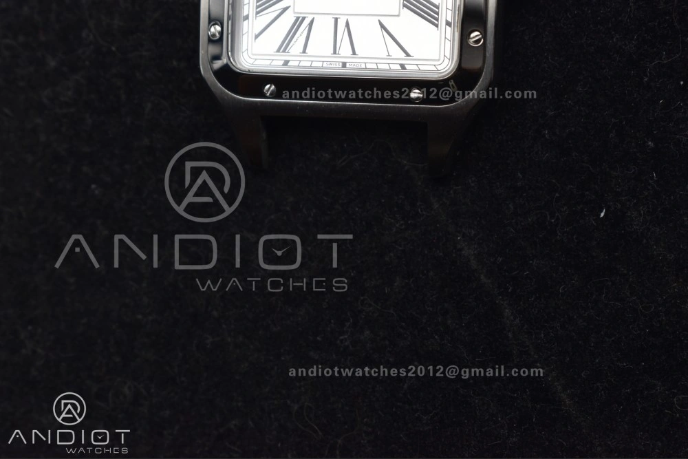 ModernLook Santos Dumont 31.4mm SS AF 1:1 Best Edition Silver Dial on Black Leather Strap A 247