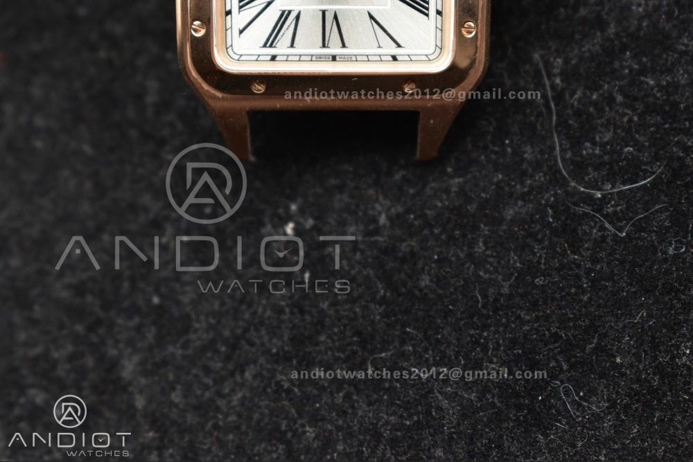 Santos Dumont 31.4mm SS RG AF 1:1 Best Edition Silver Dial on Black Leather Strap A Upgraded 249