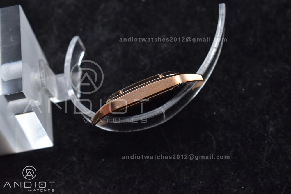 Santos Dumont 31.4mm SS RG AF 1:1 Best Edition Silver Dial on Black Leather Strap A Upgraded 249
