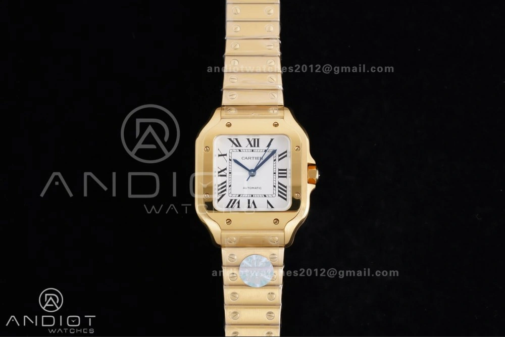 Santos de Cartier 35mm BVF 1:1 Best Edition YG White Dial on YG Smart-Links Bracelet MIYOTA Effortless 226