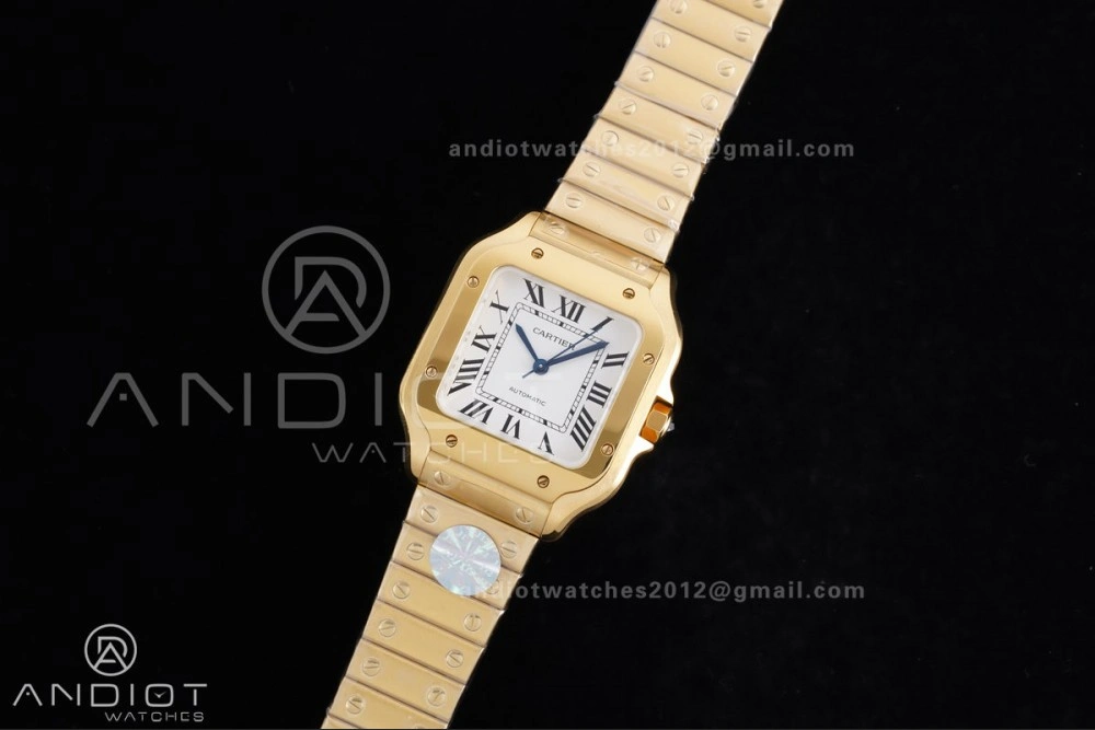 Santos de Cartier 35mm BVF 1:1 Best Edition YG White Dial on YG Smart-Links Bracelet MIYOTA Effortless 226