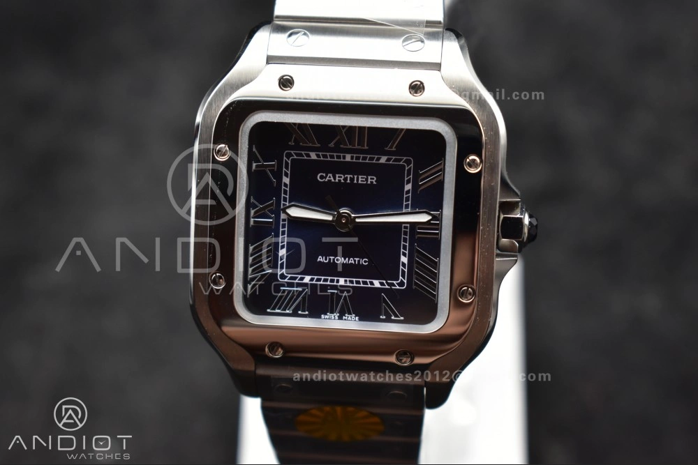 Tailored Santos de Cartier 35mm SS AF 1:1 Best Edition Blue Dial on SS Smart Links Bracelet MIYOTA 223