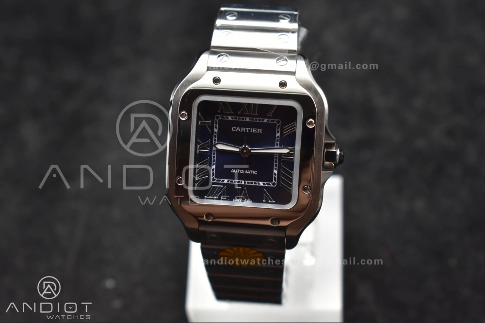 Tailored Santos de Cartier 35mm SS AF 1:1 Best Edition Blue Dial on SS Smart Links Bracelet MIYOTA 223