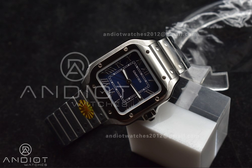 Tailored Santos de Cartier 35mm SS AF 1:1 Best Edition Blue Dial on SS Smart Links Bracelet MIYOTA 223