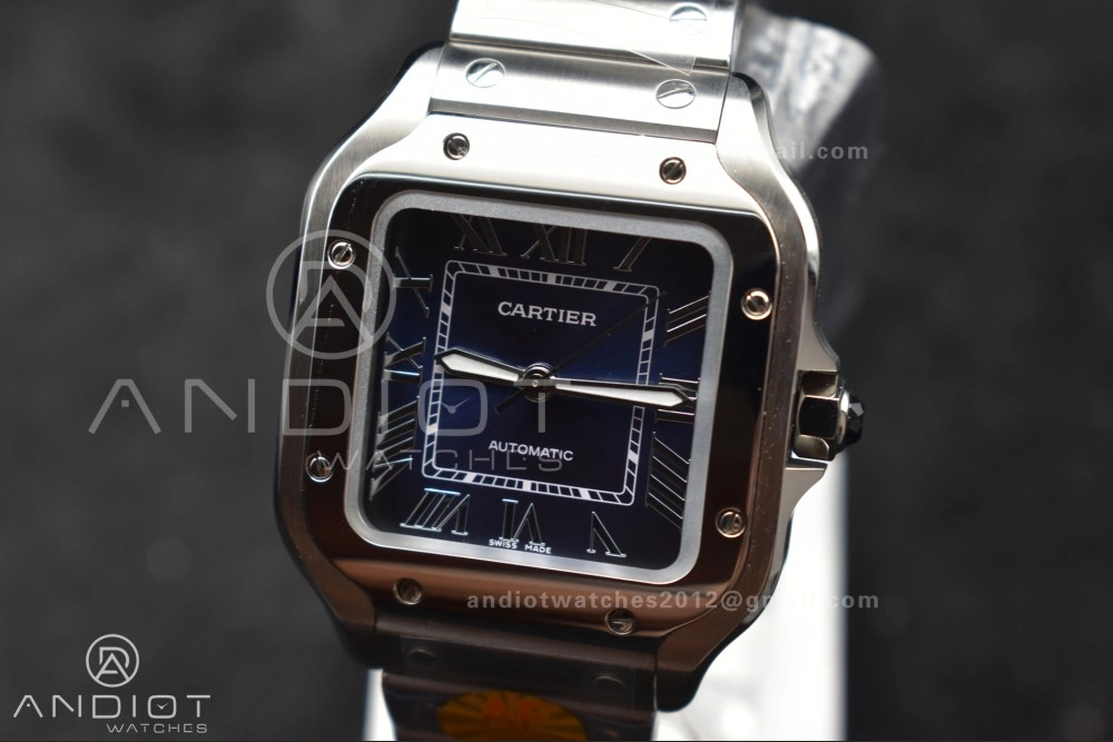 Tailored Santos de Cartier 35mm SS AF 1:1 Best Edition Blue Dial on SS Smart Links Bracelet MIYOTA 223