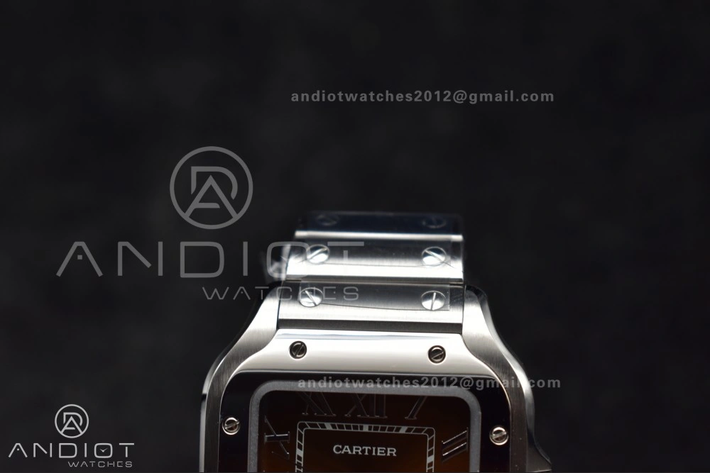 Santos de Cartier 35mm SS AF 1:1 Best Edition Brown Dial on SS Smart Links Bracelet MIYOTA Unique 224