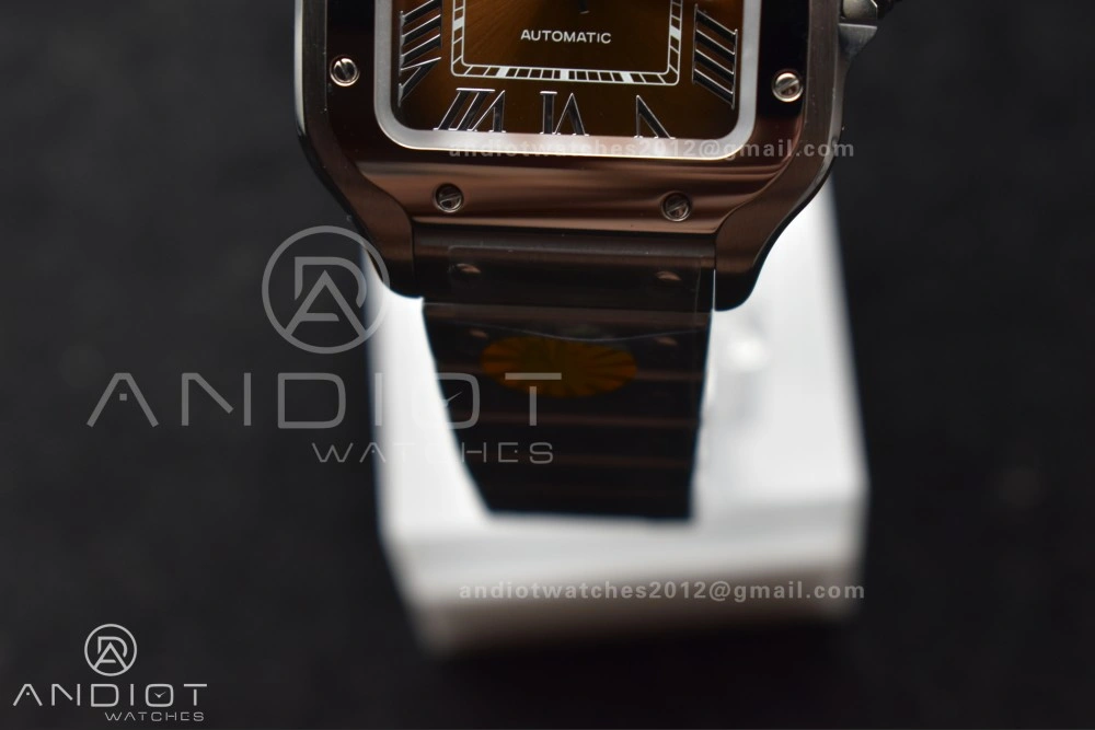Santos de Cartier 35mm SS AF 1:1 Best Edition Brown Dial on SS Smart Links Bracelet MIYOTA Unique 224