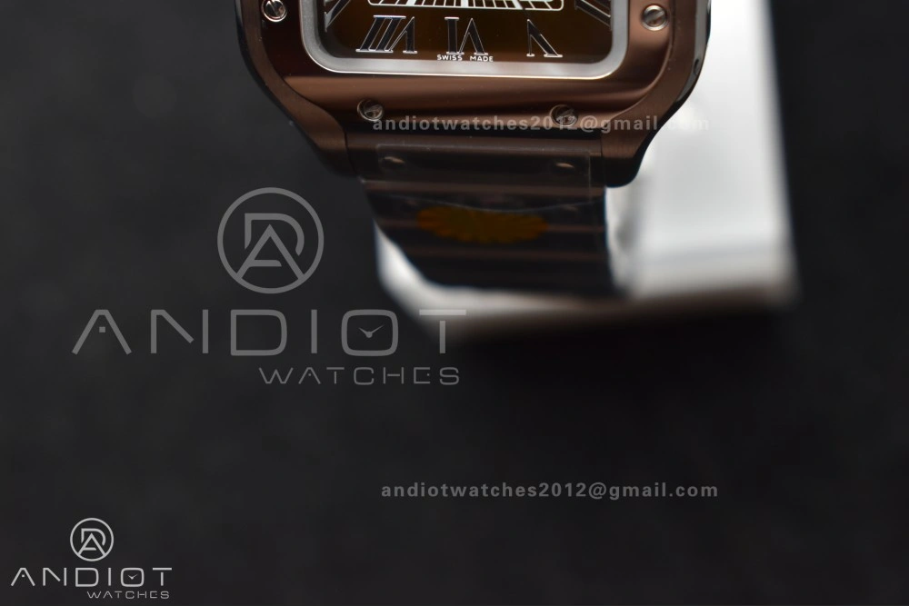 Santos de Cartier 35mm SS AF 1:1 Best Edition Brown Dial on SS Smart Links Bracelet MIYOTA Unique 224
