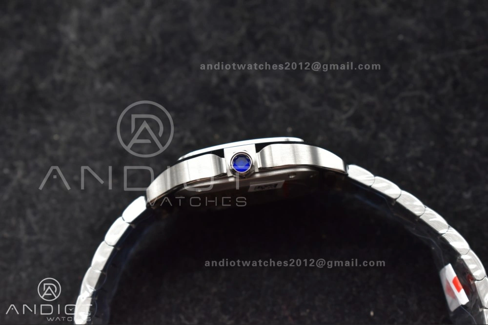 Casual Santos de Cartier 35mm SS AF 1:1 Best Edition Gray Dial on SS Smart Links Bracelet MIYOTA 225