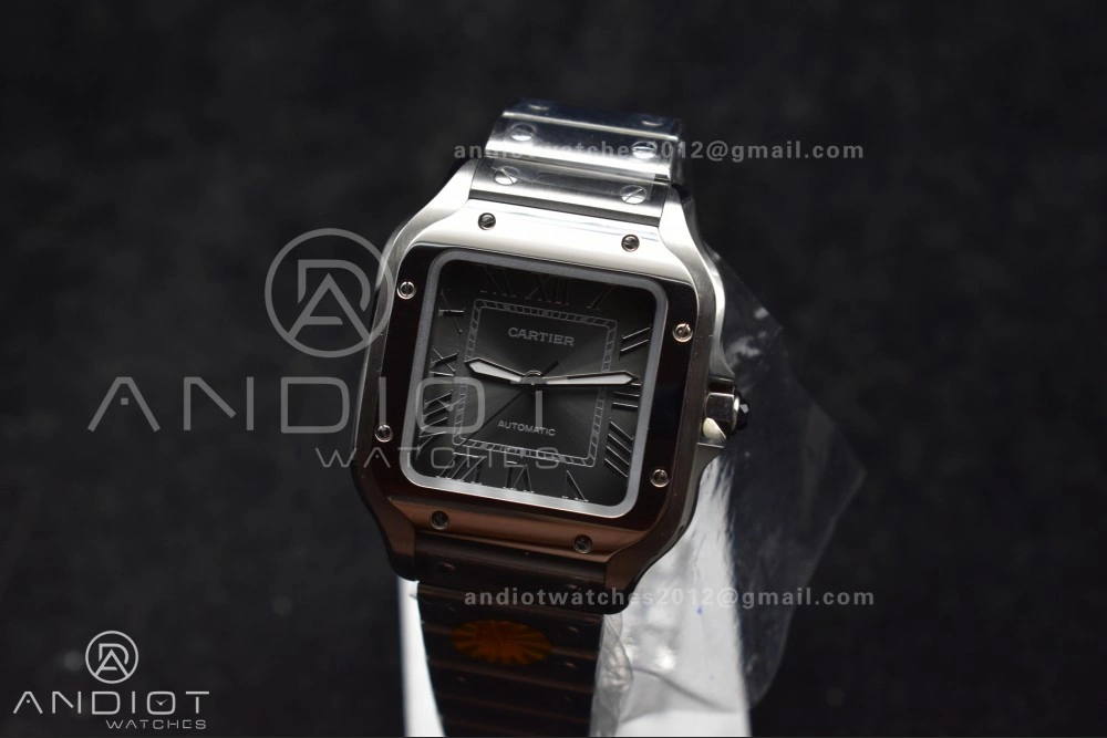 Casual Santos de Cartier 35mm SS AF 1:1 Best Edition Gray Dial on SS Smart Links Bracelet MIYOTA 225
