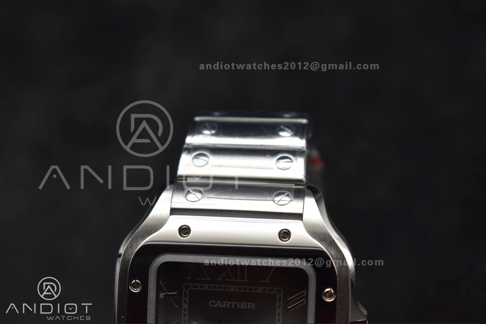 Casual Santos de Cartier 35mm SS AF 1:1 Best Edition Gray Dial on SS Smart Links Bracelet MIYOTA 225