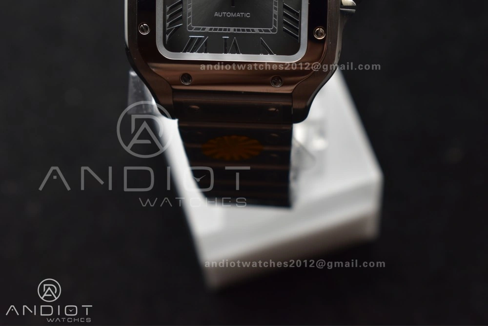 Casual Santos de Cartier 35mm SS AF 1:1 Best Edition Gray Dial on SS Smart Links Bracelet MIYOTA 225