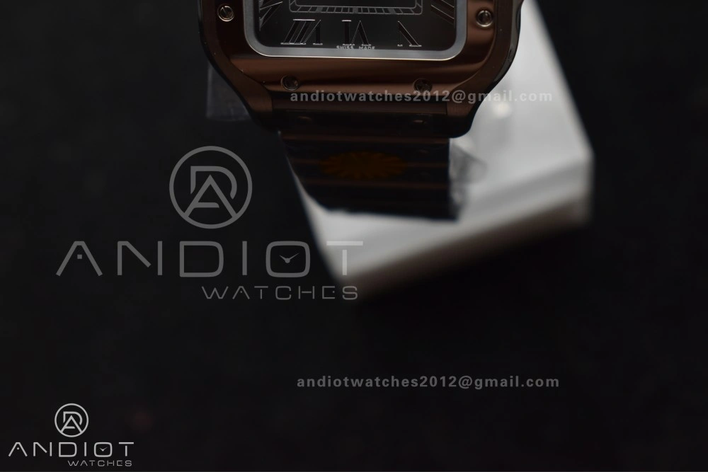 Casual Santos de Cartier 35mm SS AF 1:1 Best Edition Gray Dial on SS Smart Links Bracelet MIYOTA 225