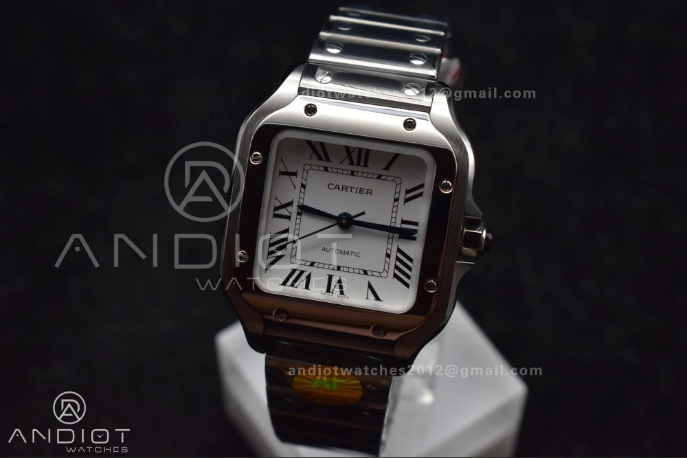 RelaxedFit Santos de Cartier 35mm SS AF 1:1 Best Edition White Dial on SS Smart Links Bracelet MIYOTA 220
