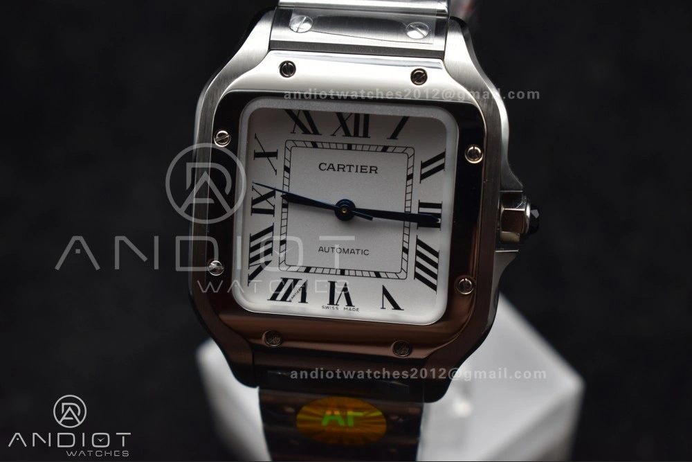 RelaxedFit Santos de Cartier 35mm SS AF 1:1 Best Edition White Dial on SS Smart Links Bracelet MIYOTA 220