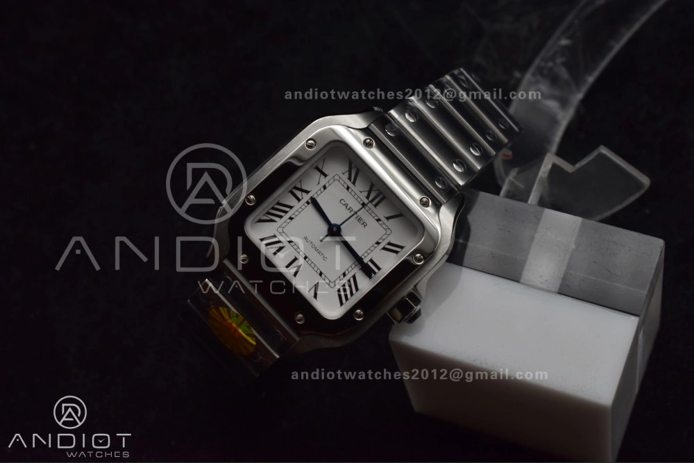 RelaxedFit Santos de Cartier 35mm SS AF 1:1 Best Edition White Dial on SS Smart Links Bracelet MIYOTA 220