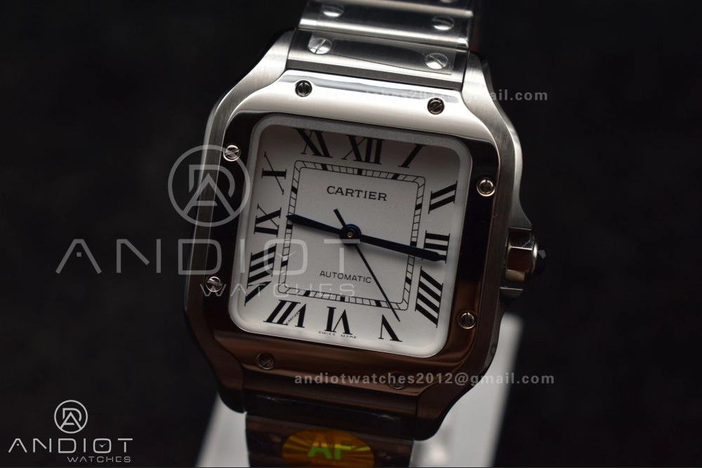RelaxedFit Santos de Cartier 35mm SS AF 1:1 Best Edition White Dial on SS Smart Links Bracelet MIYOTA 220