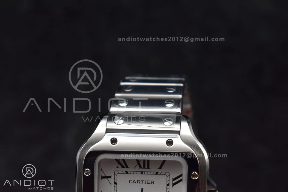 RelaxedFit Santos de Cartier 35mm SS AF 1:1 Best Edition White Dial on SS Smart Links Bracelet MIYOTA 220
