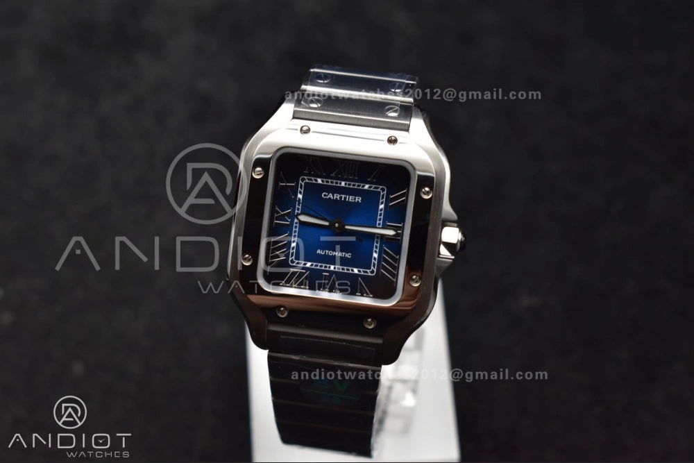 Santos de Cartier 35mm SS BVF 1:1 Best Edition Blue Dial on SS Smart Links Bracelet MIYOTA 9015 V Unique 235