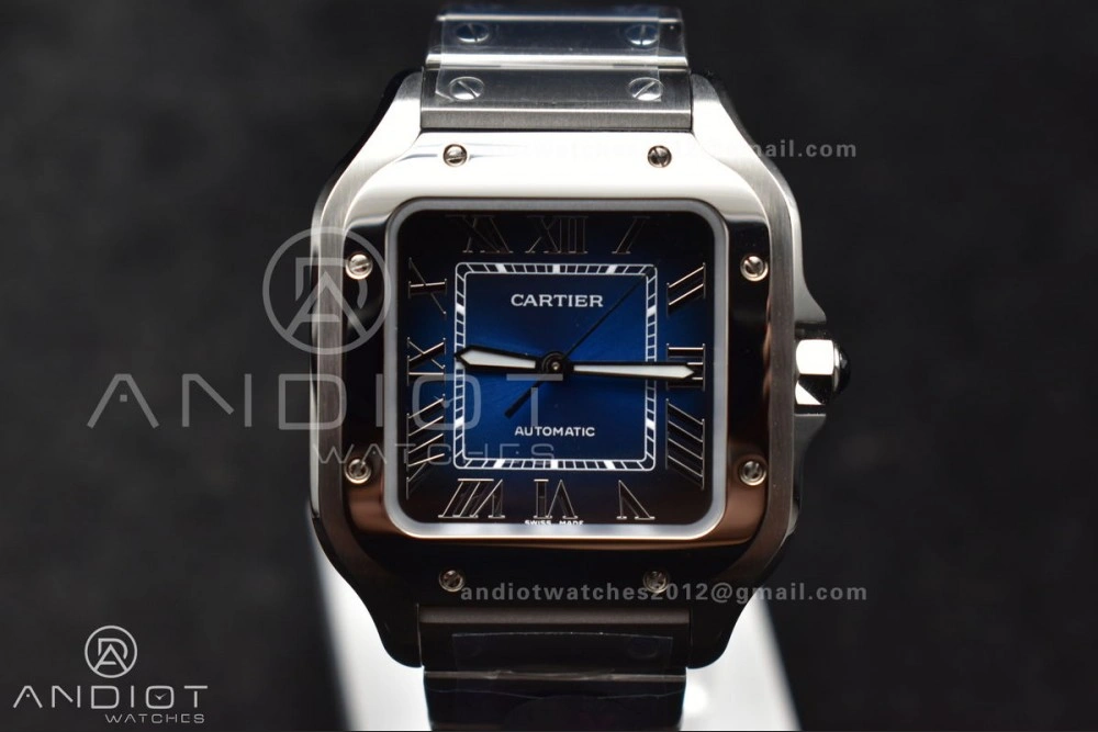 Santos de Cartier 35mm SS BVF 1:1 Best Edition Blue Dial on SS Smart Links Bracelet MIYOTA 9015 V Unique 235