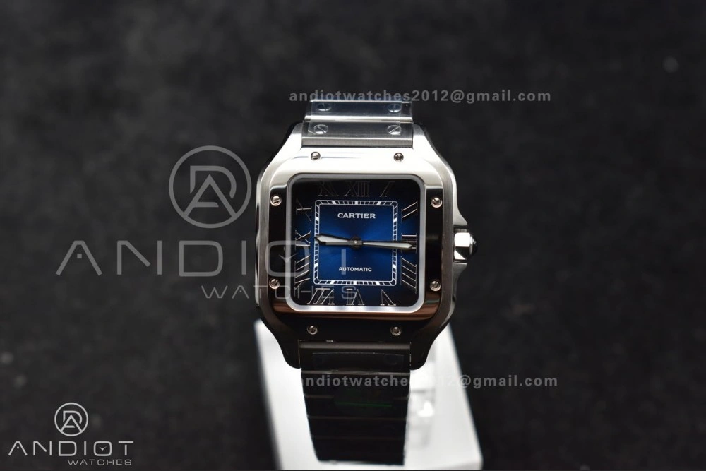 Santos de Cartier 35mm SS BVF 1:1 Best Edition Blue Dial on SS Smart Links Bracelet MIYOTA 9015 V Unique 235