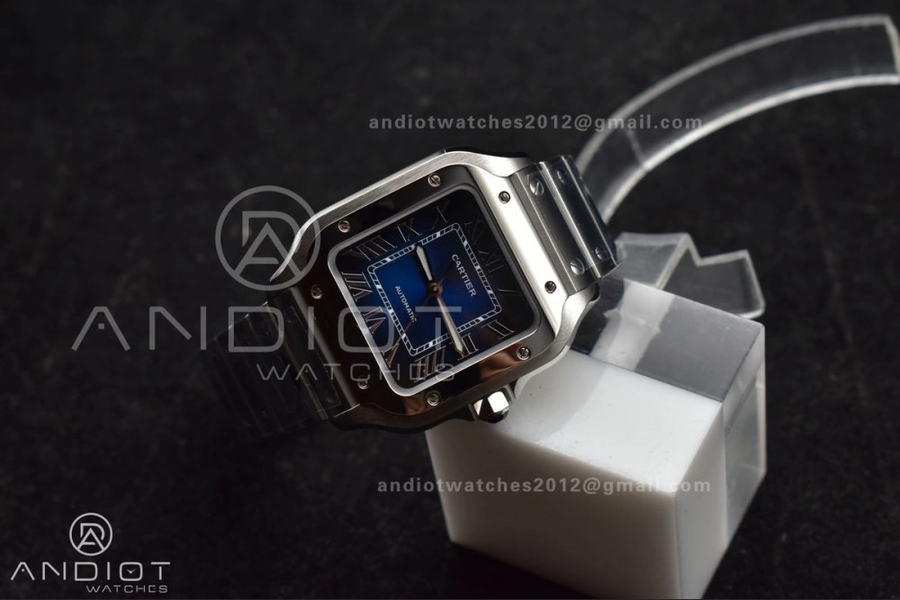 Santos de Cartier 35mm SS BVF 1:1 Best Edition Blue Dial on SS Smart Links Bracelet MIYOTA 9015 V Unique 235