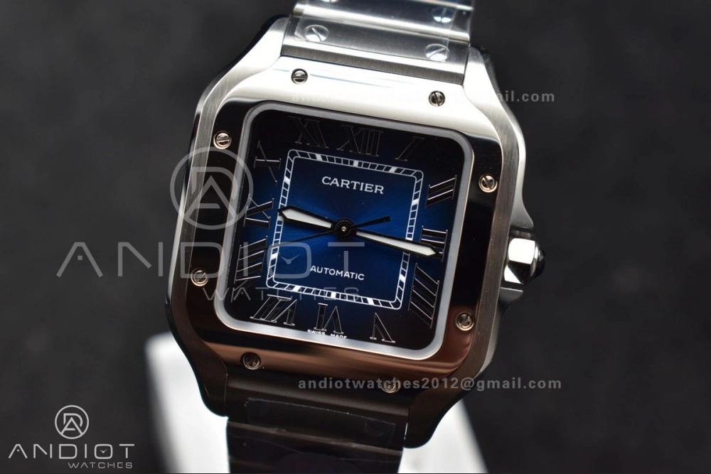 Santos de Cartier 35mm SS BVF 1:1 Best Edition Blue Dial on SS Smart Links Bracelet MIYOTA 9015 V Unique 235