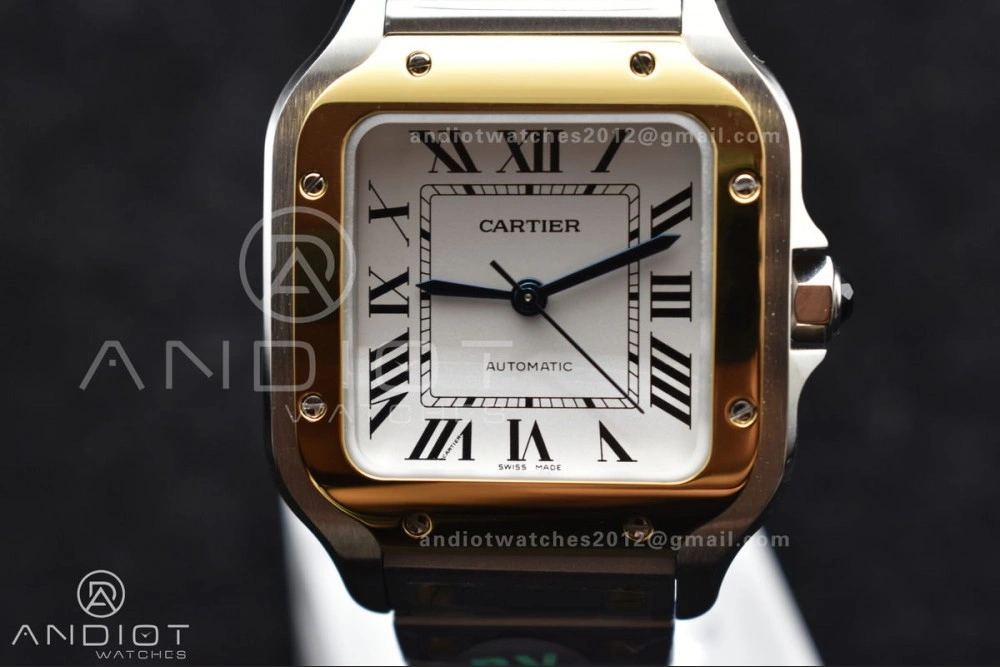 Santos de Cartier 35mm SS YG BVF 1:1 Best Edition White Dial on SS YG SmartLinks Bracelet MIYOTA 9015 V StreetReady 1096