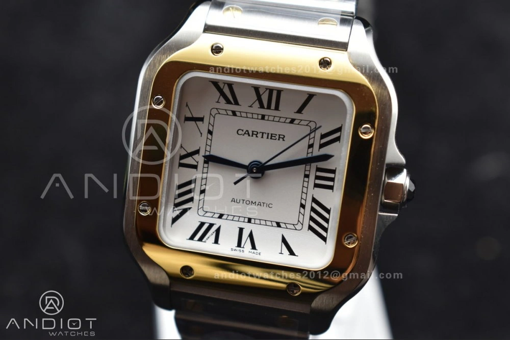 Santos de Cartier 35mm SS YG BVF 1:1 Best Edition White Dial on SS YG SmartLinks Bracelet MIYOTA 9015 V StreetReady 1096