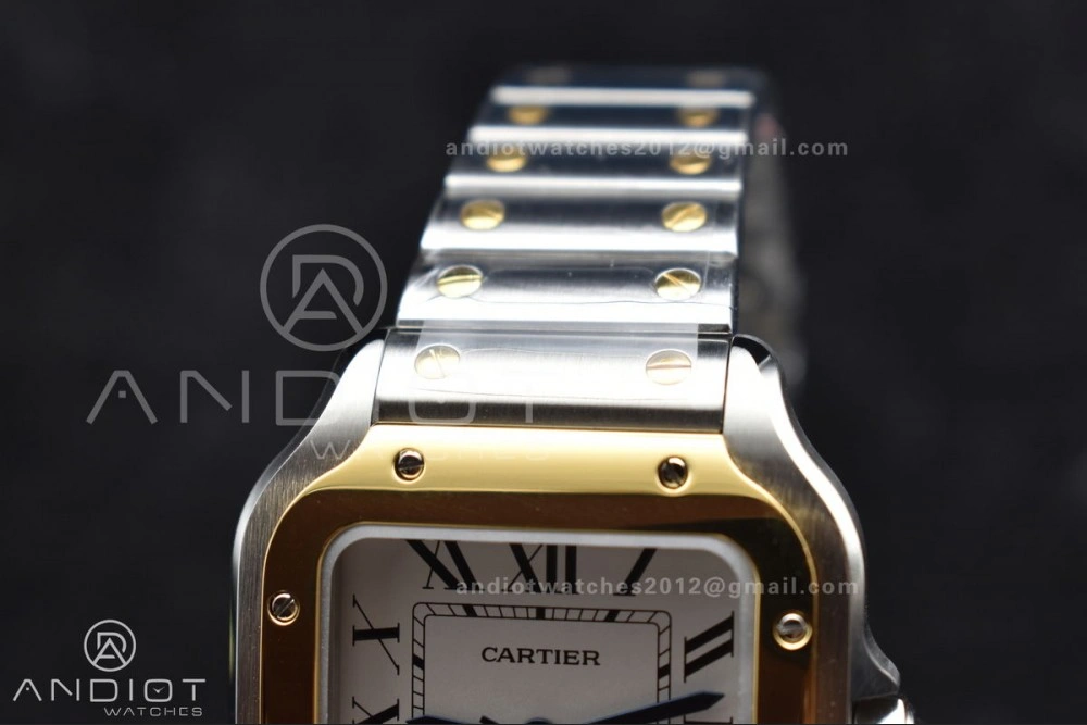 Santos de Cartier 35mm SS YG BVF 1:1 Best Edition White Dial on SS YG SmartLinks Bracelet MIYOTA 9015 V StreetReady 1096