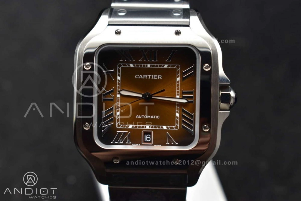 Santos de Cartier 40mm BVF 1:1 Best Edition Brown Dial on SS SmartLinks Bracelet MIYOTA GoAnywhere 222